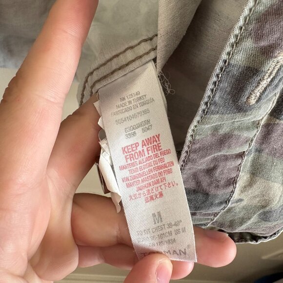 Topman Long Sleeve Front Button Canvas Shirt Camo Green Men’s Size M - Picture 8 of 8